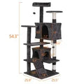 55''H Multi-Level Cat Tree Condo W/Scratching Post Tower & Perch, Play House Dark Gray