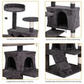 55''H Multi-Level Cat Tree Condo W/Scratching Post Tower & Perch, Play House Dark Gray