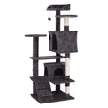 55''H Multi-Level Cat Tree Condo W/Scratching Post Tower & Perch, Play House Dark Gray