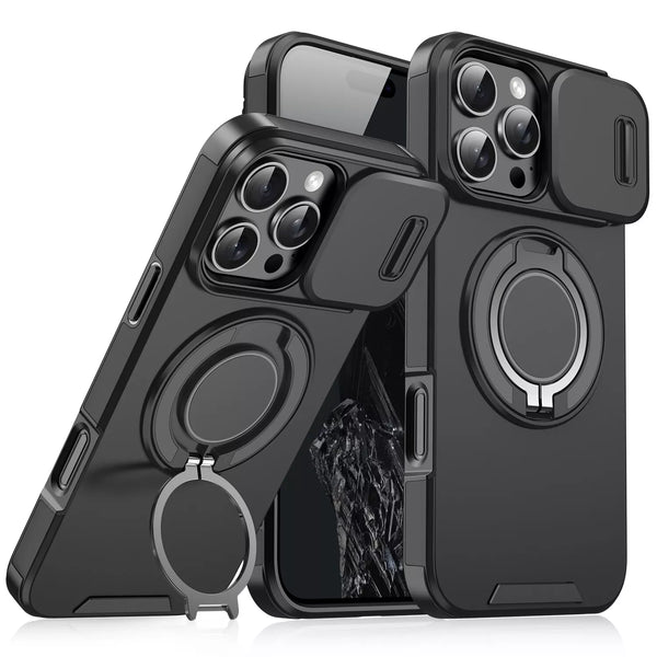 Luxury Camera Protector Push Window Shockproof Armor Strong Protection Car Mount Stand Phone Case For Iphone 16 Pro Max