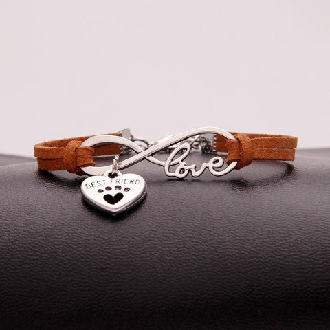 Infinity love dog cat pet paw footprint|  best friend bracelet heart charm men wrap bracelets & bangles for women jewelry