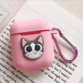 Cute Cartoon Animals Slicone Protective Cover Case  with Keychain| Airpods Case Cover