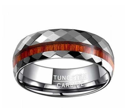 WOOD GRAIN TUNGSTEN CARBIDE RING| Tungsten steel ring cut flower parquet