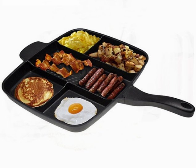 Non-Stick Divided 5 in 1 Magic Frying Grill Pan Skillet | Non-Stick Divided Grill Pan Fry Oven Skillet Cookware Kitchen Accessories
