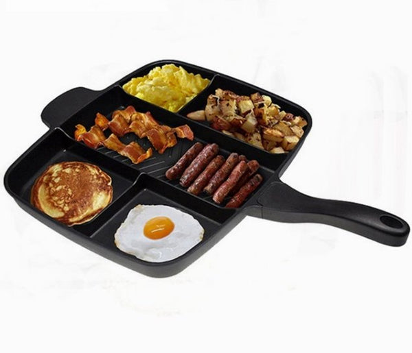 Non-Stick Divided 5 in 1 Magic Frying Grill Pan Skillet | Non-Stick Divided Grill Pan Fry Oven Skillet Cookware Kitchen Accessories - P&Rs House