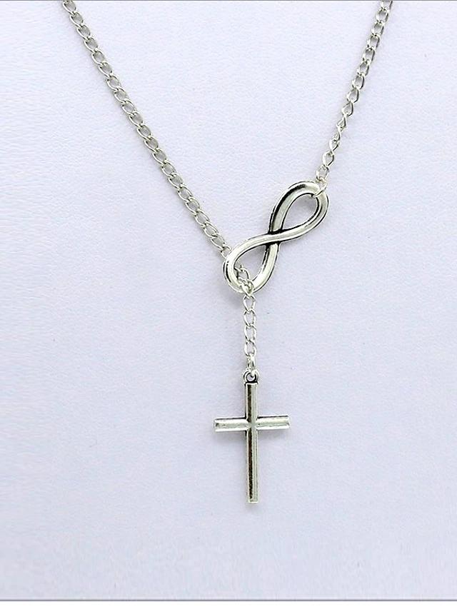 Women's Silver Cross Infinity Pendant Necklace  For Birthday Gift Daily Casual
