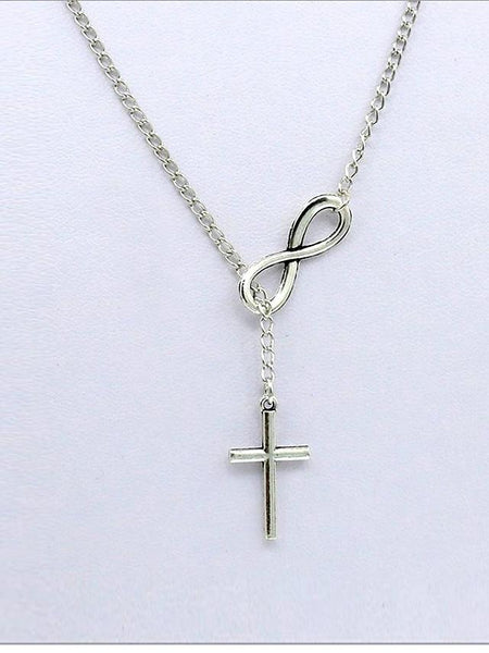 Women's Silver Cross Infinity Pendant Necklace  For Birthday Gift Daily Casual - P&Rs House