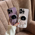 Astronaut Phone Case Hidden Stand Case Cover for iPhone, 6D Plating Astronaut Phone Case with Stand Lens Film Protective Cover #ns23 _mkpt