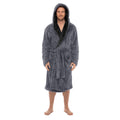 Fleece Bathrobes - Black Contrast Grey Hooded