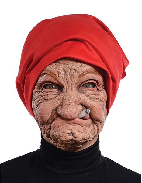 Halloween Old Nana Latex Mask with Head Scarf