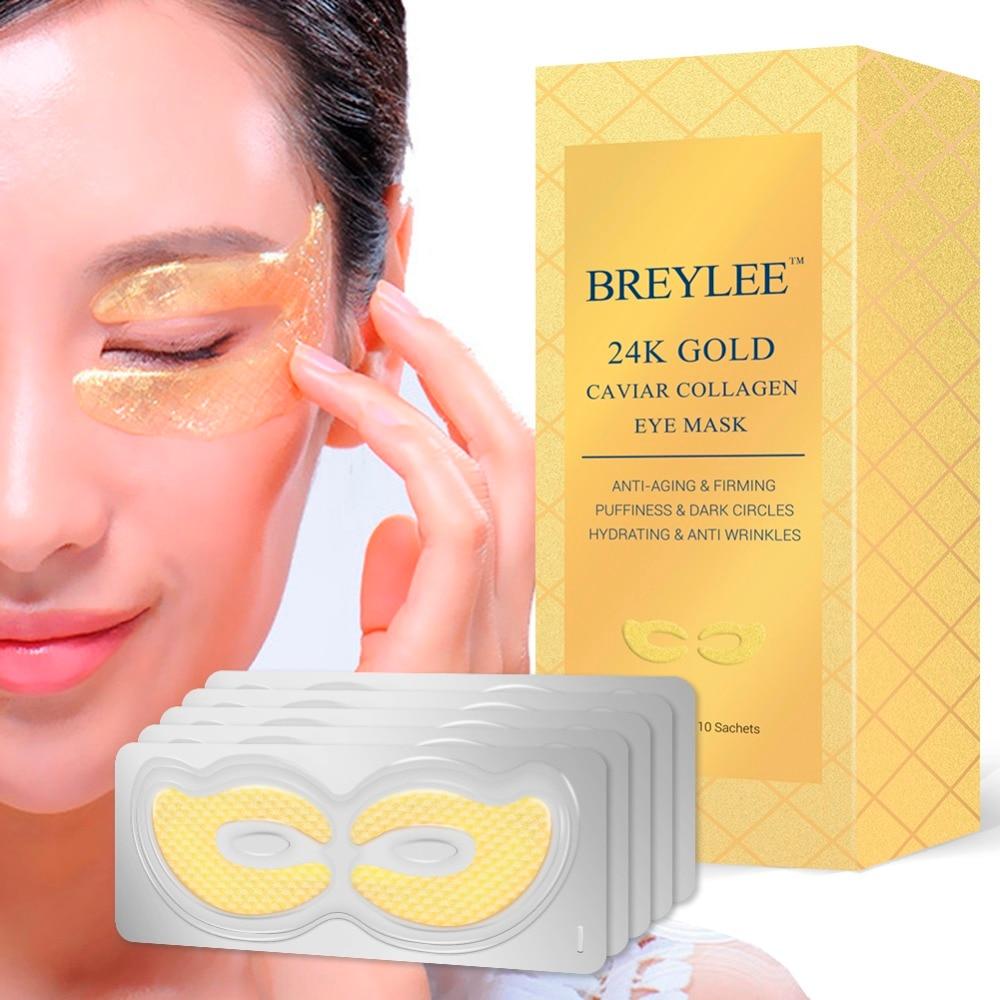 STANDOUT NATURAL CARE BREYLEE 24K Gold Eye Mask Caviar Collagen Essence New Style Eye Patch Anti Aging Remove Wrinkle Sheet Mask Eye Skin Care 10pairs