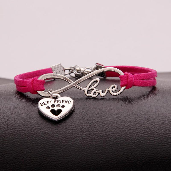 Infinity love dog cat pet paw footprint|  best friend bracelet heart charm men wrap bracelets & bangles for women jewelry - P&Rs House