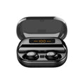 Mini Portable Wireless bluetooth 5.0 Earphone LED Display Stereo 4000mAh Power Bank Earbuds Bilateral Call Headphone (Black)