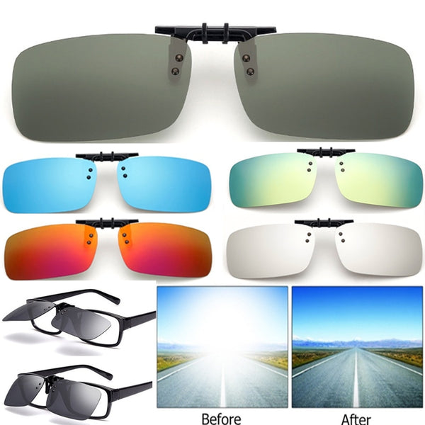 Cool Polarized Mirrored UV400 Lens Clips On Sunglasses Driving Night Vision Lens Sun Glasses Male Anti-UVA For Men Women - P&Rs House