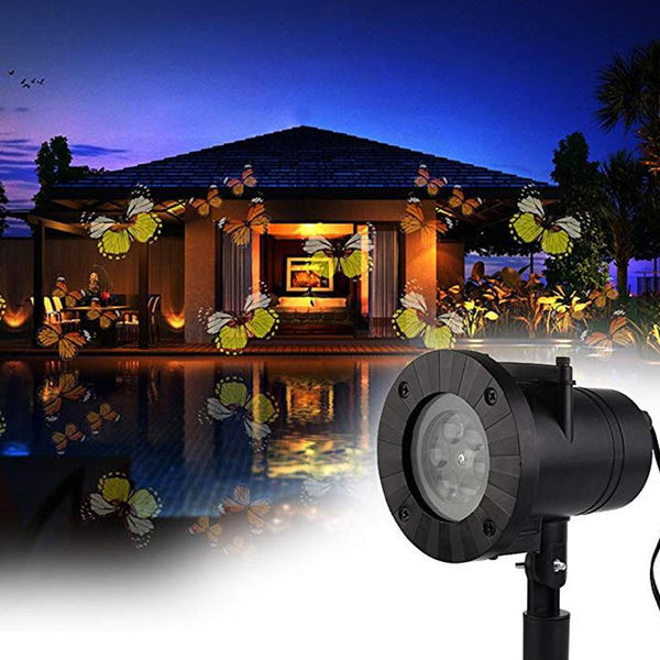 Christmas Snowflake Projection Lawn Light Outdoor Waterproof LED Stage Film Projection Light 12 Cards - P&Rs House