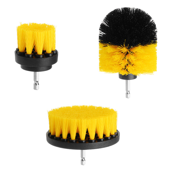 Drillpro 3Pcs 2/3.5/4 Inch Yellow Electric Drill Brush Tile Grout Power Scrubber Tub Cleaning Brush|Cleaning Supplies - Kitchen Accessories - Drill Brush - Stove - Oven - Sink - Backsplash - Flooring - Cast Iron Skillet - Spin Brush - Dish Brush - P&Rs House
