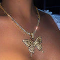 💎 Big Butterfly Crystal Long Necklace Ladies Pendant Bling Butterflies Necklaces Rhinestone Chain Diamond Necklace for Teen Girls and Women