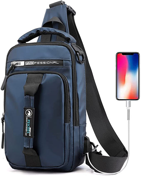 Sling Bag for Men Women Waterproof Sling Backpack Purse Crossbody Bag with USB Charging  _mkpt