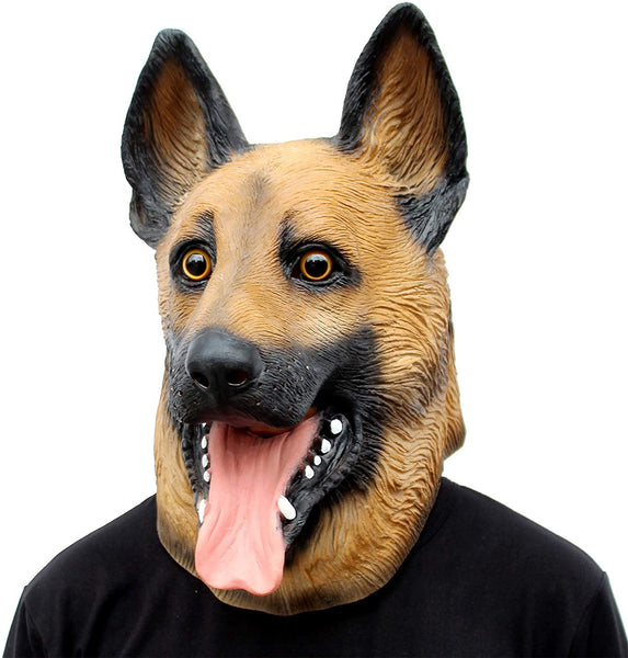 🐶 Dog Head Mask Halloween Party Costume Mask Costume Latex Animal  Mask (German shepherd) _mkpt44