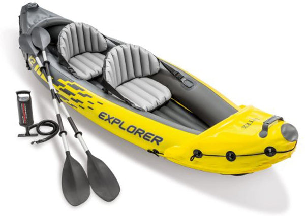 ✅Explorer K2 Kayak, 2 Person Inflatable Kayak Set with Aluminum Paddles and High Performance Air Pump