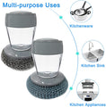 Kitchen Soap Dispensing Brush, 2 in 1 Soap Dish Brush with Holder Steel Wool Scrubbers