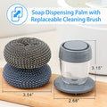Kitchen Soap Dispensing Brush, 2 in 1 Soap Dish Brush with Holder Steel Wool Scrubbers