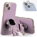 Astronaut Phone Case Hidden Stand Case Cover for iPhone, 6D Plating Astronaut Phone Case with Stand Lens Film Protective Cover #ns23 _mkpt