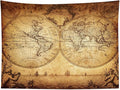 LB World Map Tapestry Retro Sea Route on Ancient Treasure Map Wall Hanging Nautical Tapestries f...