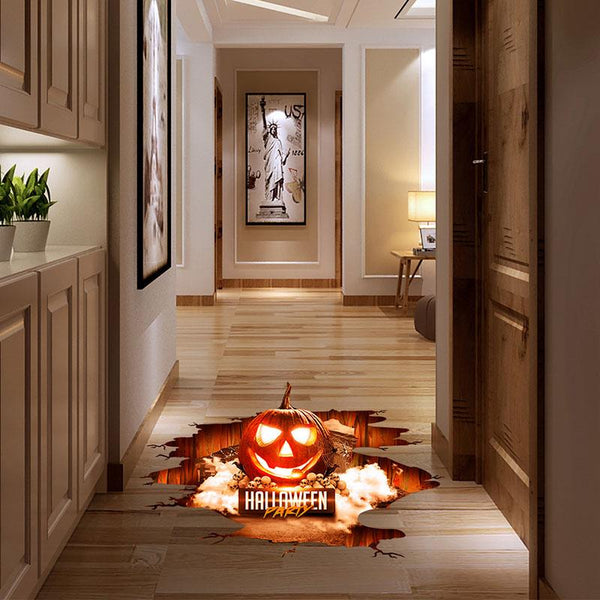 Halloween 3D Stickers View Scary Pumpkin Shaped Window Floor Stickers Halloween Decoration Poster PVC Removable Decal for Kids - P&Rs House