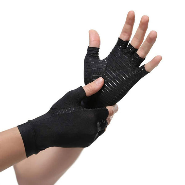 Best selling Arthritis Compression Gloves Copper Fiber Therapy Men & Women, Half Fingers - P&Rs House