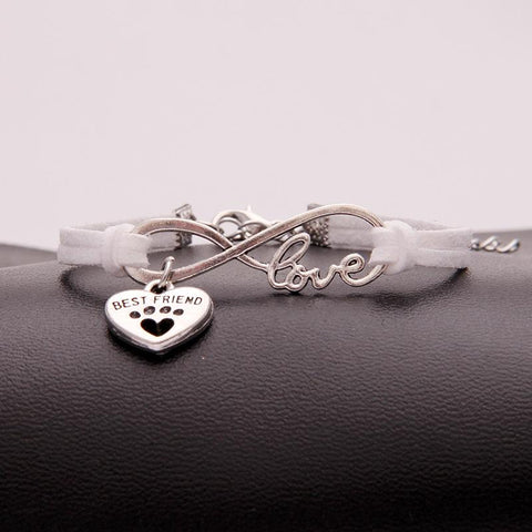 Infinity love dog cat pet paw footprint|  best friend bracelet heart charm men wrap bracelets & bangles for women jewelry