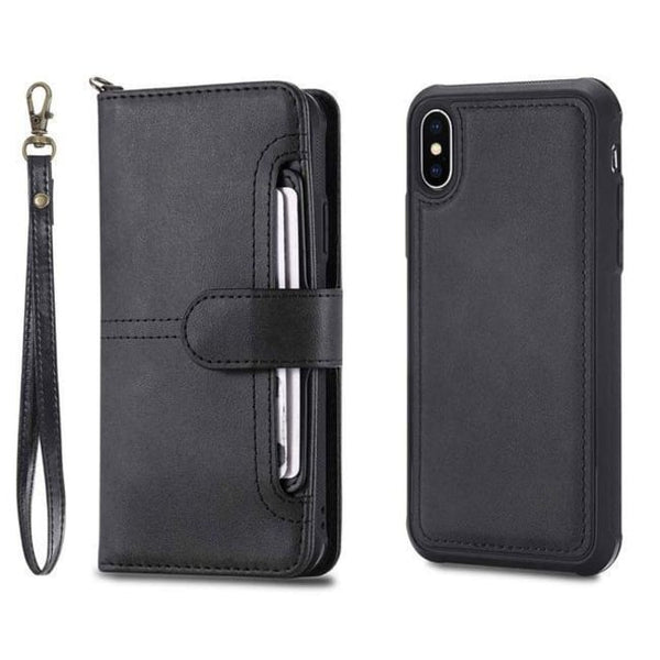 Luxury Leather Wallet Phone Case with Detachable Case for iPhone 11 XS Max 7 8  XR X | Flip Folio with Card Holder - P&Rs House
