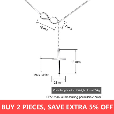 925 Sterling Silver Infinity Love Necklace with Cross Fashion Chain Necklaces for Women Wedding Jewelry (JewelOra NE101965)