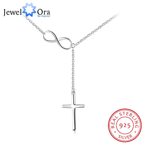 925 Sterling Silver Infinity Love Necklace with Cross Fashion Chain Necklaces for Women Wedding Jewelry (JewelOra NE101965)