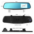 Car DVR Camera Dual Lens Rear Video Rearview Mirror Full HD 1080P Driving Recorder Night Vision Cycle Recording Sprint Camera (Black)