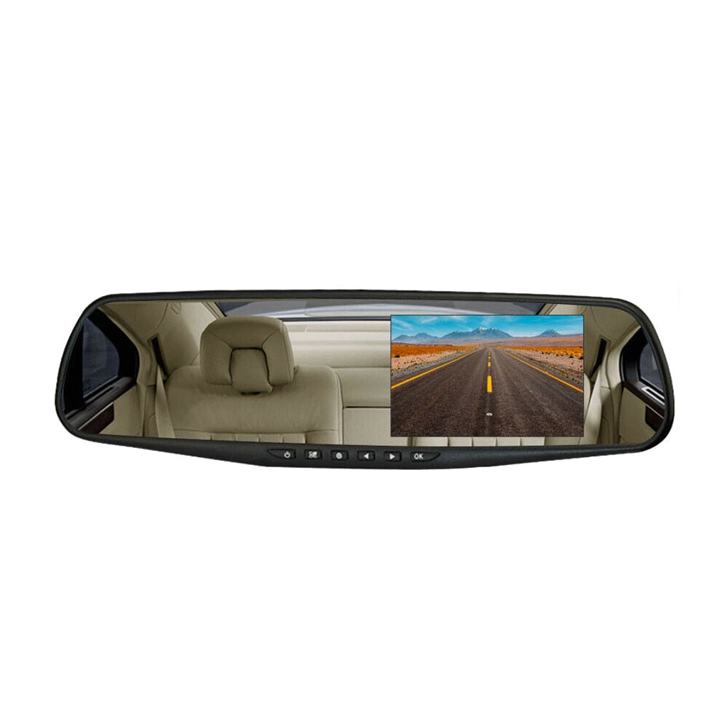 Car DVR Camera Dual Lens Rear Video Rearview Mirror Full HD 1080P Driving Recorder Night Vision Cycle Recording Sprint Camera (Black)