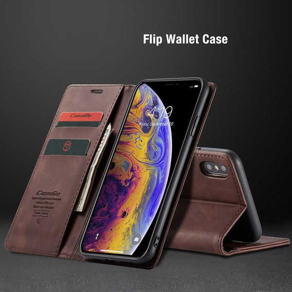 Luxury Leather Wallet Flip Phone Case for iPhone X XR XS Max Case Phone Cover  for iPhone 7 6s 6 8 Plus 5 5S | Magnetic Flip Wallet Case - P&Rs House