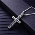 Vintage Cross Pendant Stainless Steel Necklace #ns23 _mkpt