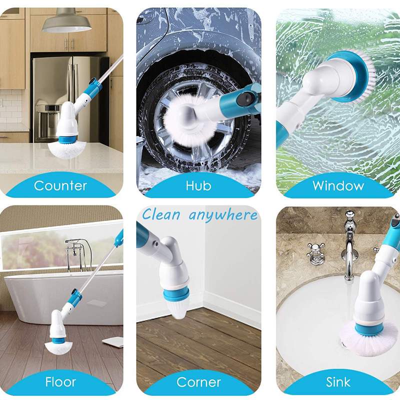 Electric Wireless Power|Turbo Scrub Electric Cleaning Brush | Adjustable  Cordless  Cleaner | Household Clean Bathroom Kitchen Cleaning Tools Set