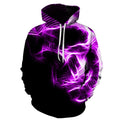 Men's Hoodies 3D Printing Purple Flame Skull Hoodies Sweatshirt Young Loose Casual Sportswear Spring Autumn Coat Street Clothing