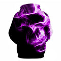 Men's Hoodies 3D Printing Purple Flame Skull Hoodies Sweatshirt Young Loose Casual Sportswear Spring Autumn Coat Street Clothing