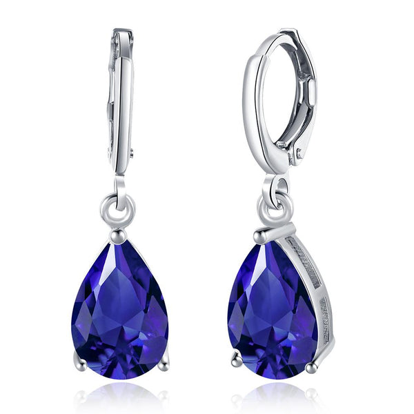 Swarovski Crystals 4.50 CT Marquise Sapphire Pear Cut 28mm Drop  Earring - P&Rs House