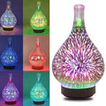 LED Aromatherapy Humidifier Night Light 3D Glass Firework 7 Colors Oil Diffuser Two Humidification Modes UK/US/AU/EU Plug - P&Rs House