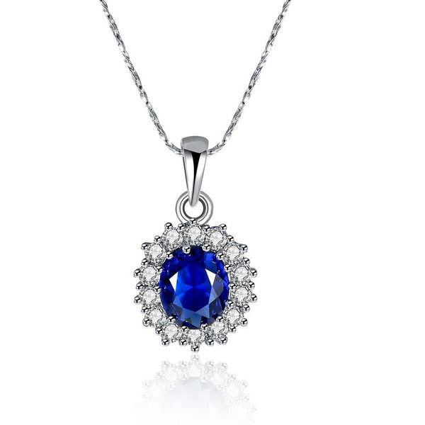 Swarovski Crystals Sapphire Royal Kate Middleton Inspired  Necklace