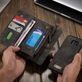 Luxury Leather Phone Wallet with Card Holders For Samsung Galaxy S7 Edge S8 S9 S10 Plus S10E note 8 9 10 Pro with Detachable Leather Magnet Case