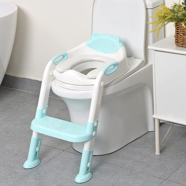 Potty Training Seat Toddler Toilet Seat Step Stool Ladder Toddlers (Blue) _mkpt44