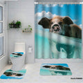Funny Swimming Dog Ocean Pool Shower Curtain #NS54 _mkpt