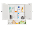 Bathroom Wall Cabinet Kitchen Medicine Storage with Mirror Double Doors Shelves,White _mkpt44