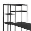 Free shipping Office Computer desk with multiple storage shelves, Modern Large Office Desk with Bookshelf and storage space(Black)