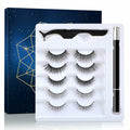 Free shipping Waterproof Magnetic Eyeliner with 5 Pairs Eyelashes and Tweezer Long Lashes Kit